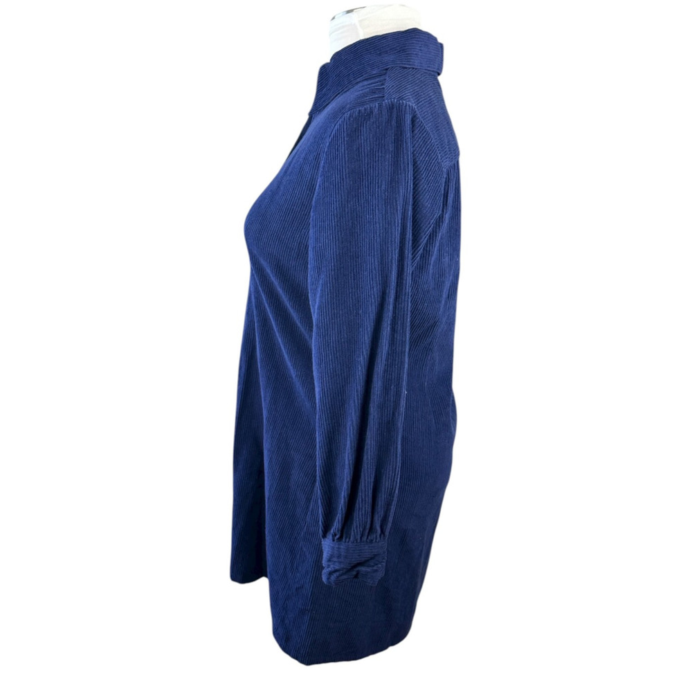 Vintage April Cornell Cotton Corduroy Button Front Shirt Dress Blue Size Medium - Picture 7 of 13